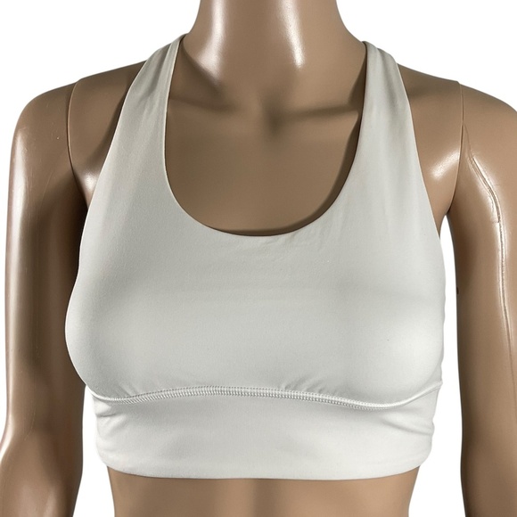 Oysho White Strappy Back Sports Bra Medium Crisscross Stretch Workout Top - Picture 2 of 12